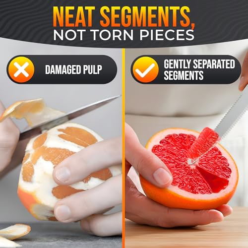 Grapefruit Knife Curved Serrated Double Blade – Stainless Steel Citrus Fruit Sectioning Knife & Peeler, Ergonomic Handle, Dishwasher Safe Kitchen Tool for Grapefruits, Oranges, Lemons & Citrus Prep