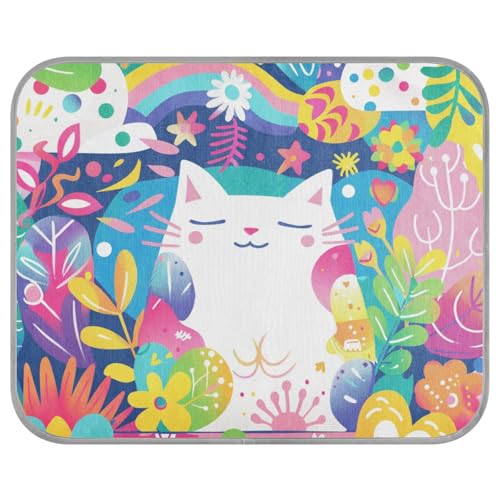 siphylline White Cat in Garden Summer Cooling mats Self Cooling Blankets for Indoor Cats for pet Outdoor pet cat Accessories tapete enfriador para Perros S