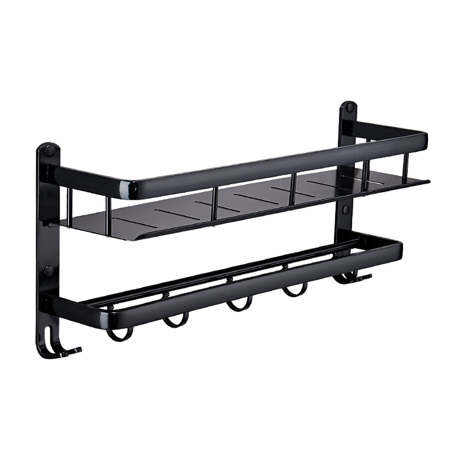 TOMYEUS Shower Caddy Bathroom Shelf Floating Shelves Wall Mounted Bathroom Shelf with Rail with Towel Bar and Towel