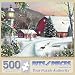 Bits and Pieces - 500 Piece Jigsaw Puzzle - in The Still Light of Dawn - Snowy Barn with Birds Winter Landscape Puzzle - by Artist Alan Giana - 500 pc Jigsaw