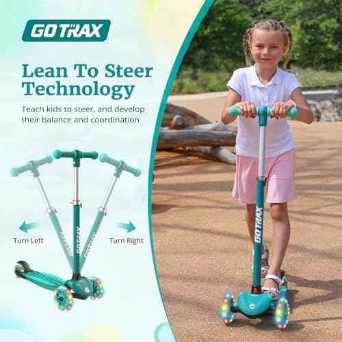 Image of Gotrax KS1 Kids Kick Scooter, 3 Wheels for Boys & Girls 2-8, Gifts | LED Light-Up Wheels, 3 Adjustable Handlebar, Easy Assembly, Lightweight, Wide Anti-Slip Deck, Lean to Steer, Max Load 110 lbs