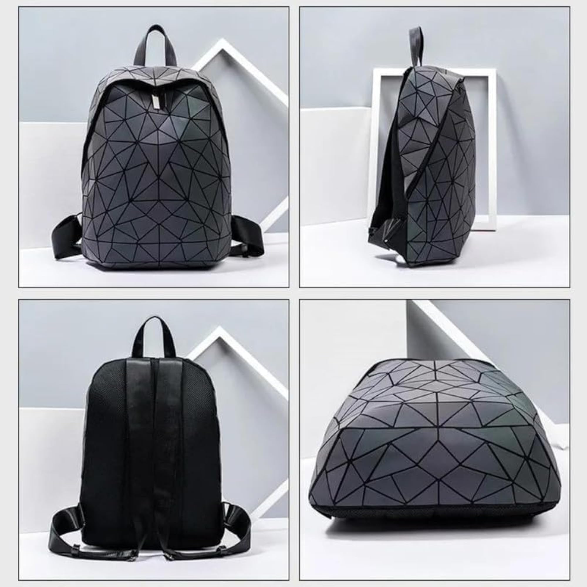 Geometric Holographic Luminous Backpack for Girls