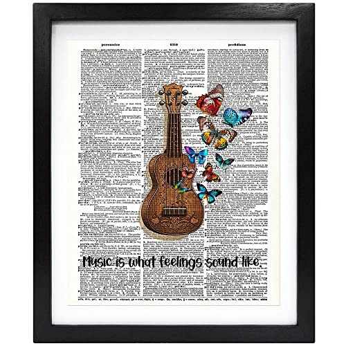 Susie Arts 8X10 Unframed Music Is What Feelings Sound Like Musical Instrument Guitar Musician Vintage Dictionary Art Print Home Decor Wall Art SDAP734