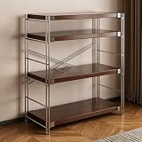 Industrial Bookshelf Adjustable,Rack With Storage Industrial Bookshelf,Modern Open Shelving Unit Book Shelves, Freestanding Wood & Metal Display Shelves, Living Room Storage Organizer, For Bedroom