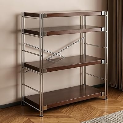 Industrial Bookshelf Adjustable,Rack With Storage Industrial Bookshelf，Modern Open Shelving Unit Book Shelves, Freestanding Wood & Metal Display Shelves, Living Room Storage Organizer, For Bedroom