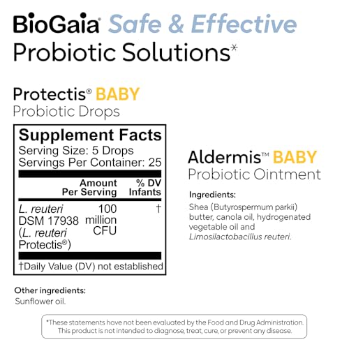 Image of BioGaia Baby Probiotic Essentials For Digestive & Skin Health | Drops Ease Colic, Gas & Tummy Issues | Ointment Soothes & Hydrates Dry, Irritated Skin