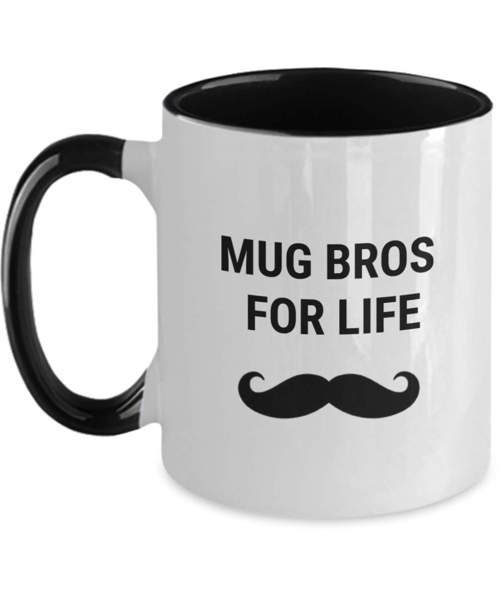 Bros for Life Moustache Cup. A funny Hipster Mug. 11oz Black and White Ceramic Moustache Mug.