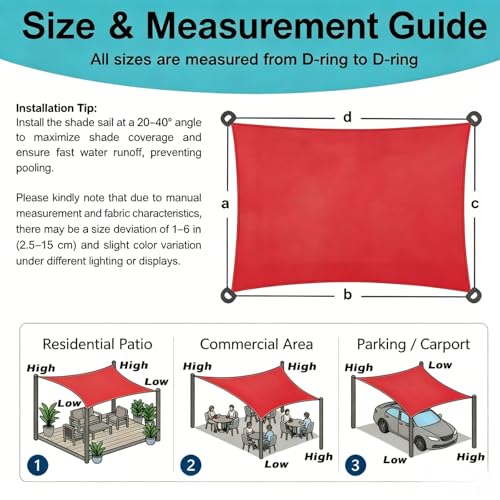 Voile d'ombrage rectangulaire rouge 3x4m contre la chaleur