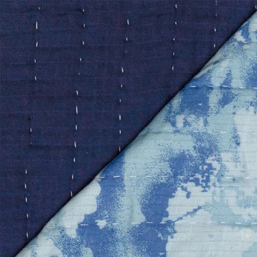 Image of HonestBaby Hand-Quilted Baby Blanket Reversible 100% Organic Cotton for Infant Boys, Girls, Watercolor World, One Size