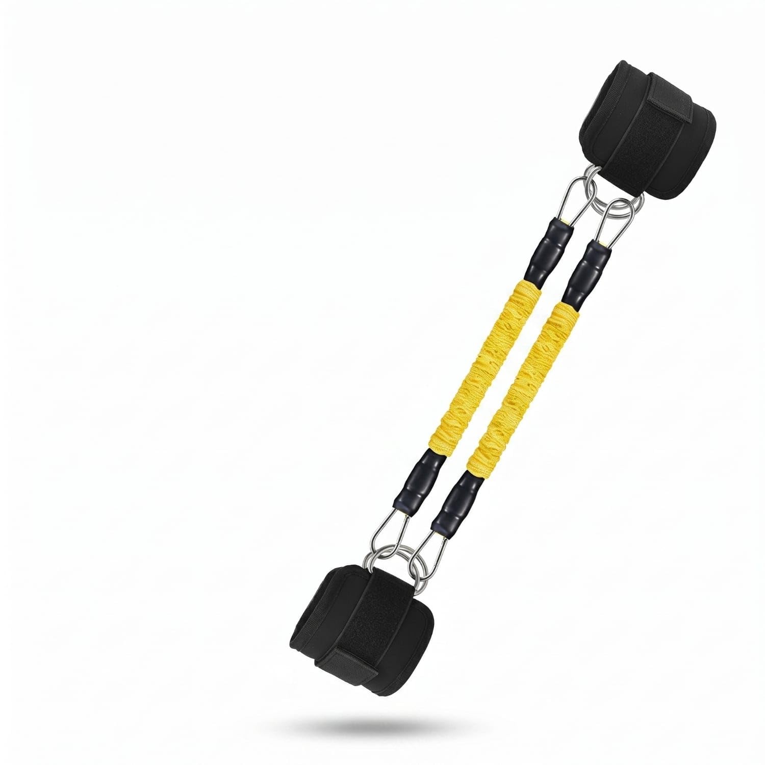 Multifunctional Dual Cord Resistance Rope Metal Hooks Chest Expander Woven Cover Ankle Strap Exercise Equipment Reinforced for Home Exercise, Yellow 15 LB-picture-39