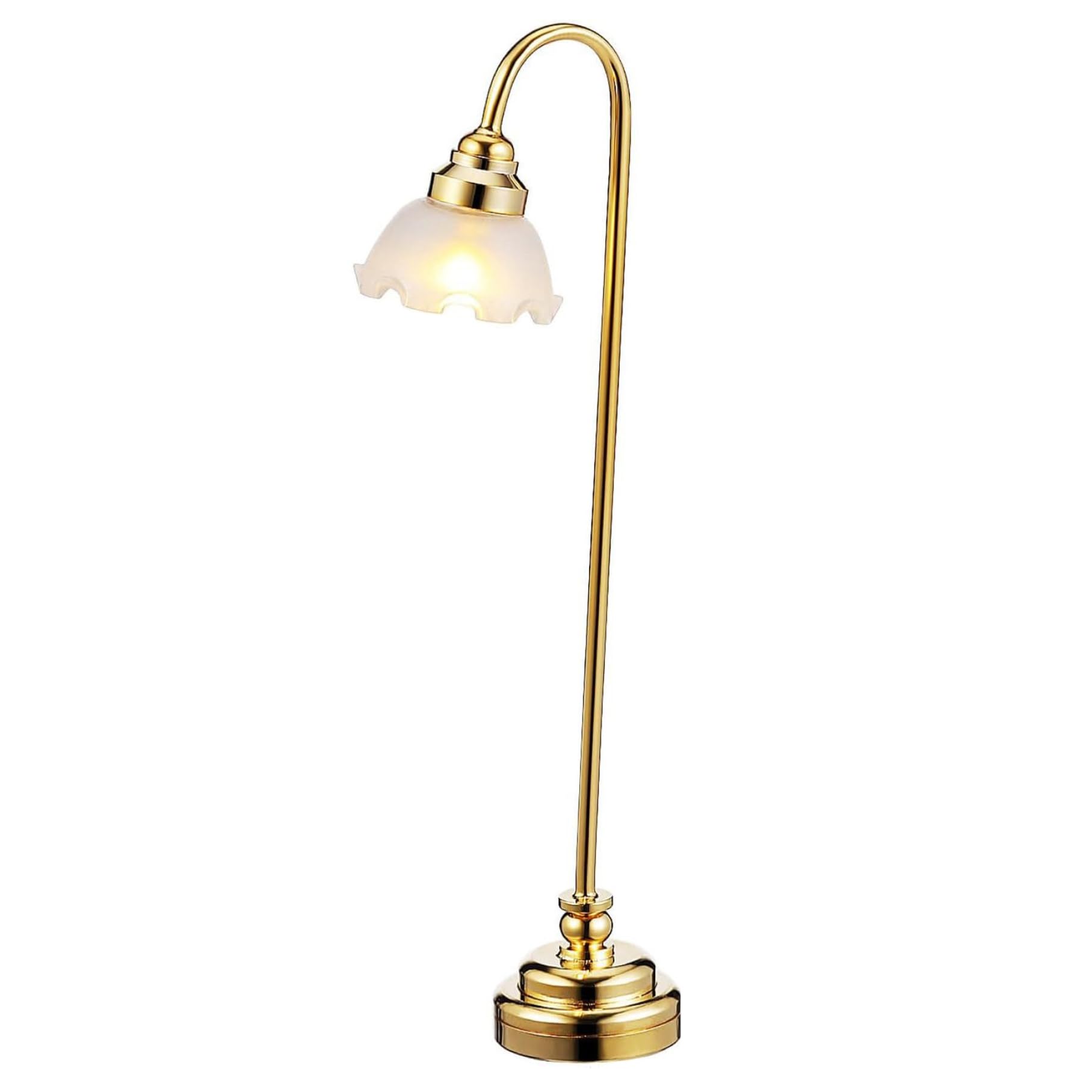 Grtheenumb Dollhouse Floor Lamp, 1:12 Scale Flower-Shaped Dollhouse Lights, 4 Inch Glass & Metal Lighting, Battery Powered LED Chandelier for Settings