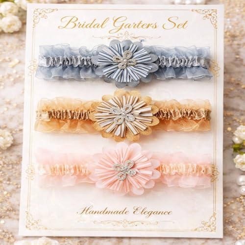 Image of Alvero Designer Floral Baby Girl Bow Headband, Soft Stretchable Satin Hairband, Elegant Lace & Satin Ribbon Hair Accessory for Newborns and Toddlers (Pack of 3 Pc) (Pastel Blue, Champagne Gold, Blush Peach)