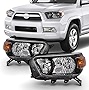 AKKON - Fits 2010 2011 2012 2013 Toyota 4Runner SR5/Trail Model [Halogen Type] w/Trail Package Black Headlights Left+Right Pair