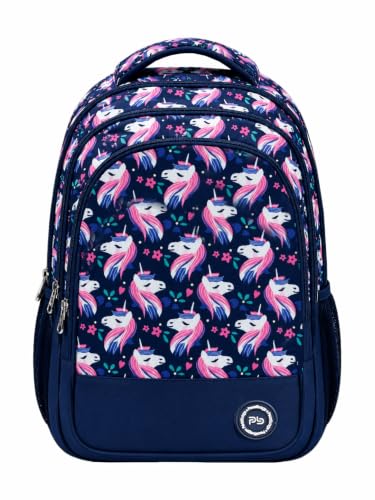 Image of PB Pearlbags Tulip 12L Printed Backpack,3 Compartments,Bottle Holder,Organizer,Premium Fabric,Water Resistant Anti Theft,School Bag for Boys and Girls