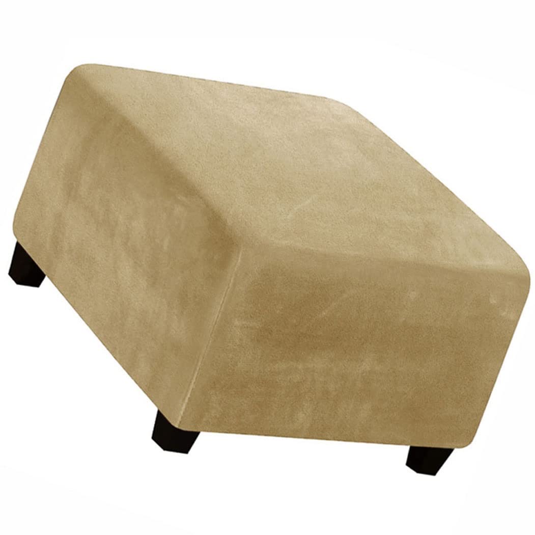 Zzdzw Leather Square Ottoman Slipcover Velvet Small/Medium/Large Stretch Ottoman Cover Slipcover For Wingback Chair Stool Protector Cover/Sofa Storage Footstool (Color : Size : 33-45Cm)