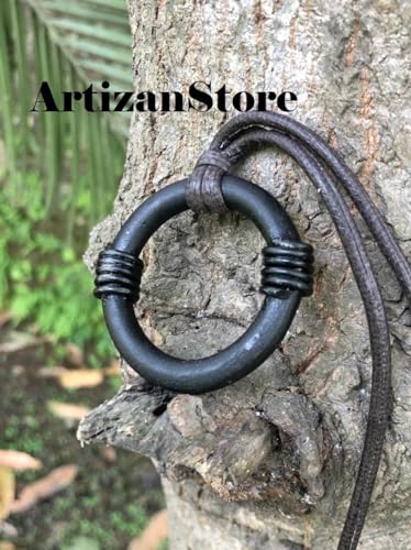 ARTIZANSTORE Hand Forged Iron Pendant | Viking Necklace with Genuine Leather Cord | Unique Gift for History Enthusiasts | Water Resistant Finish | Unisex Heavy Weight Jewelry2