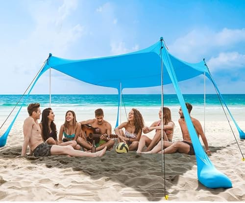 Floving Sombra de Playa con toldo para 10x10 FT sombrilla portátil Anti-UV con Protector...