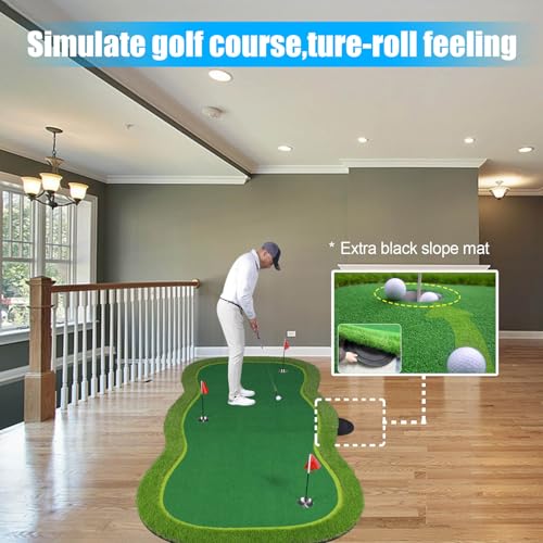 Golf Putting Green/Mat-Golf Training Mat- Professional Golf Practice Mat- Green Long Challenging Putter for Indoor/Outdoor