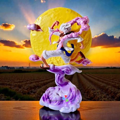 Image of Monkey D. Luffy Action Figure with LED Light | One Piece Anime Collectible PVC Statue | Luffy Gear 5 Figurine with Glowing Sun Base |