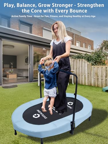 Welmotive Foldable Oval Trampoline 92×142cm with Adjustable Handlebar - Image 7