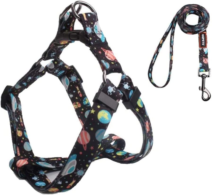 TOMVAES Dog Harness Collar Leash Set - No Pull Pet Adjustable Back Clip Halter Basic Collar Heavy Duty 5FT Anti-Twist Leash for Extra Small Puppy Medium Breed Training Easy Walk Running (M)