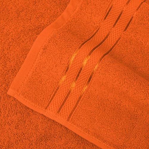 Image of Elegant Comfort Three Line Popcorn Extra Large Luxury Bath Towel - 40 inch x 80 inch inch,Premium Hotel Spa Quality 1 Piece Oversized Bath Sheet 100% Turkish Cotton Super Soft Highly Absorbent, Vibrant Orange