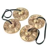 Geytetqi 2 Pair Tibetan Tingsha Cymbals, 2.56 Inch Meditation Chime Bells, meditation bell Instruments, Traditional Finger Cymbals for Therapy, Meditation and Yoga