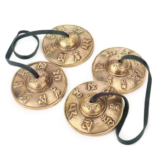 Geytetqi 2 Pair Tibetan Tingsha Cymbals, 2.56 Inch Meditation Chime Bells, meditation bell Instruments, Traditional Finger Cymbals for Therapy, Meditation and Yoga