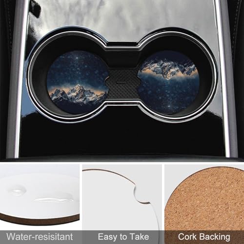Posavasos para autos 2.6 pulg impresión Starry Night 2 pzas miniatura 5