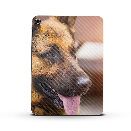 Image of MightySkins Carbon Fiber Skin Compatible with Apple iPad 10.9 inch 10th Gen (2022) Full Wrap Kit - German Shepherd | Protective, Durable Textured Carbon Fiber Finish | Easy to Apply | Made in The USA