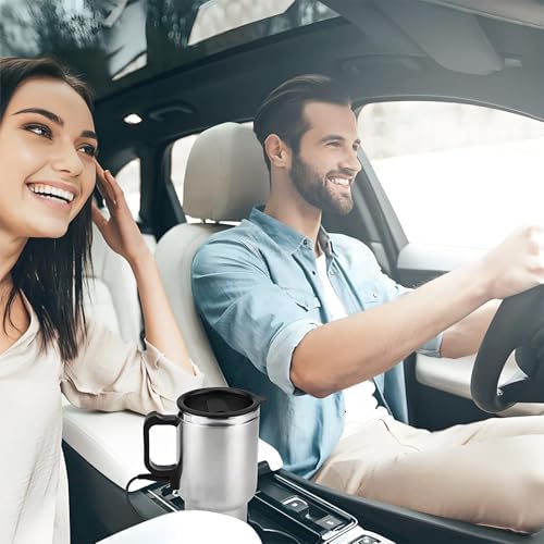 TARSHYRY Heated Travel Mug Cup,12V 450ml Electric Incar Stainless Steel Travel Heating Cup Coffee Tea Car Cup Mug
