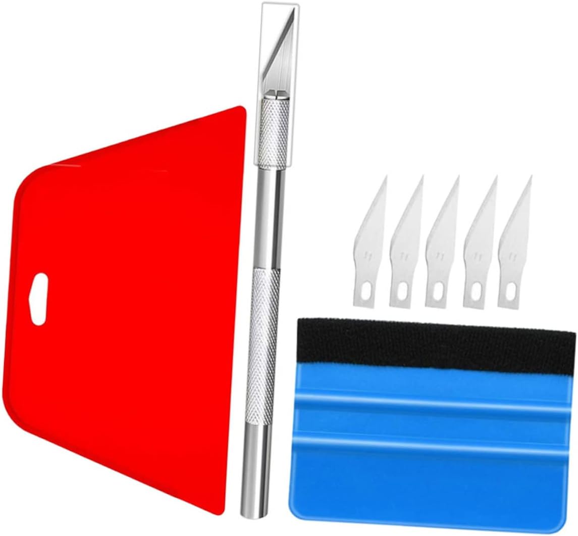 1set Wrap Kit Window Tint Tool Automotive Film Smoothing Kit Ergonomic Scrapers and Cutter for Professional and Use for Tinting and Applying Films