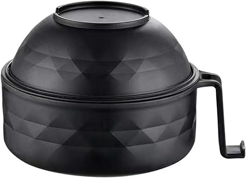 Microwave Ramen Bowl,Microwave Ramen Cooker,Mixing Salad Rice Pasta Fruit Instant Noodles Soup Food Kitchen Plastic Plates Bowls with Lid Set College Dorm Room Essentials,Black