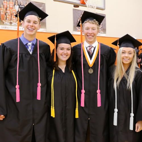 Image of Graduation Honor Cords Pink Graduation Cords with Tassels, 67 inch Long for Graduation Students