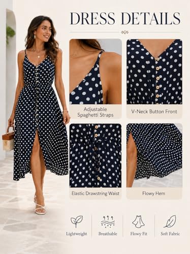 Image of BROVAVE Women's 2026 Summer Casual Boho Sundress Spaghetti Strap Midi Dress