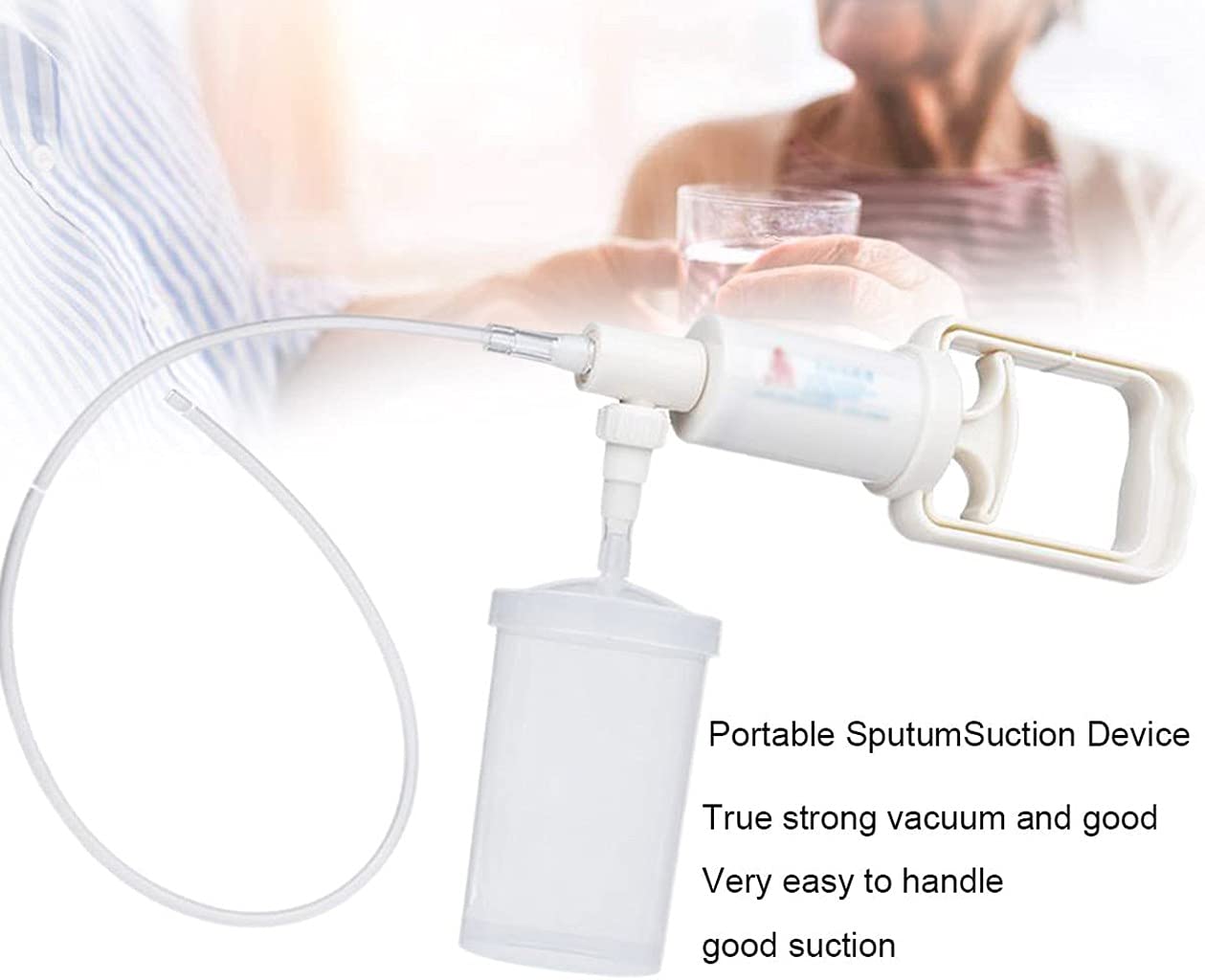 Aspirateur Mucosité, Pompe D'aspiration de Mucosités Portable Pompe D'aspiration de Crachats Manuelle Domestique Pompe D'aspiration de Mucosités pour Adultes