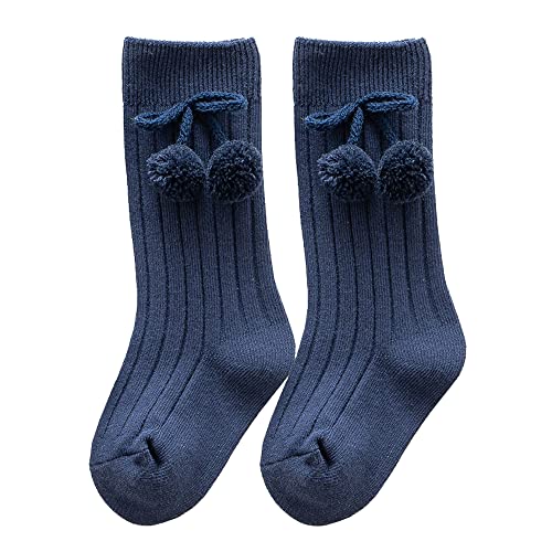 DINGDONG'S CLOSET Baby Tollder Girl Pompon Knee High Socks3