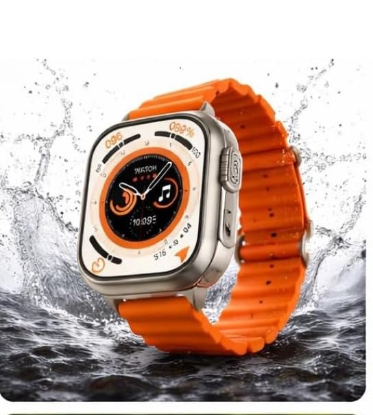 Image of T800 Ultra Smart Watch with Orange Strap, Bluetooth Connectivity, Fitness Tracking, HD Display