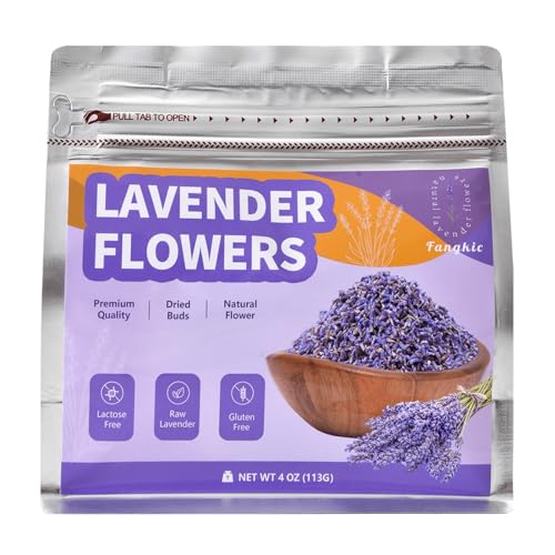 Dried Culinary Lavender Flowers - Food Grade Lavender Buds(4 oz), for Tea, Baking, Potpourri, Home Fragrance & Sachets, Edible Flowers - Gluten Free