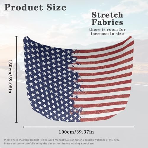 Image of American Flag Pattern Car Hood Cover Weather-Resistant Automotive Hood Covers Washed Auto Hood Flag Universal Fit for SUV Pickup Trucks