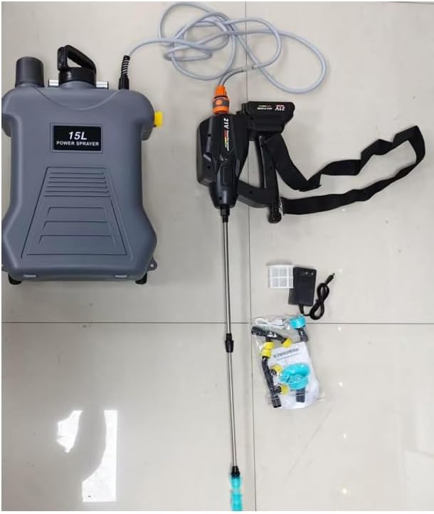 Battery Powered Sprayer, 4 Gallon Garden Sprayer with Wheeled Cart, High Pressure Electric Sprayer for Spraying Plants, Watering, Weeds, Cleaning