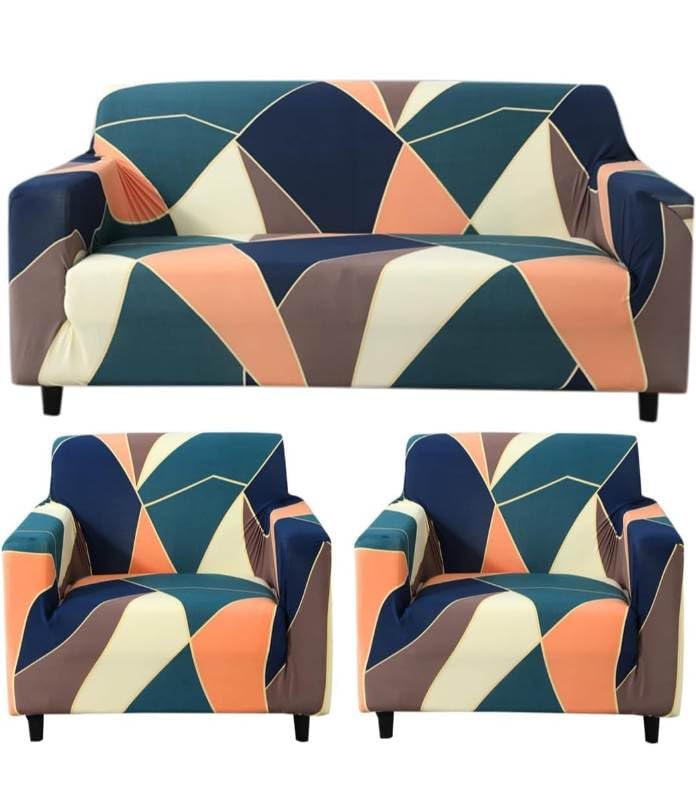 Image of HK Printed 5 Seater Sofa Cover Big Elasticity Cover Stretch Universal Sofa Slipcover 5 Seater (3 Seater Size 185-230cm and 1 Seater Size 90-145cm)