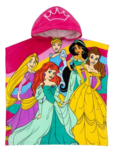 Disney Toalla Princesas Poncho Playa Niño | Cenicienta & Sirenita Ariel Toalla Playa Niña | Algodón Toalla Capucha Niño | Rosa Talla única