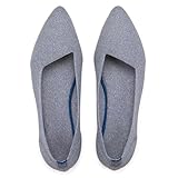 Picture of Frank Mully Womens Pointed Toe Flats Knit Dress Shoes Comfort Women Shoes Slip On Shoes for Woman Classic Softable Shoes Low Wedge Grey, 6.5