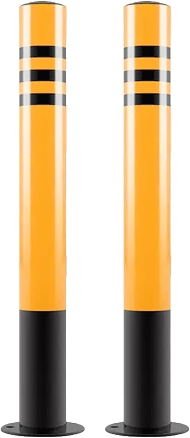 JYBNBBE Traffic Cone Safety Barrier Safety Bollard Post, Parking Bollards for Parking Lot, Road, Consruction, Metal Traffic Delineator Post,Black+yellow-H23.6in 2pc