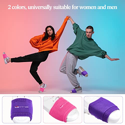 Geyoga Dance Shoe Covers Socks for Dancing on Smooth Floors over Sneakers Protecting Knee(2 Pairs,Rose Red, Purple)3