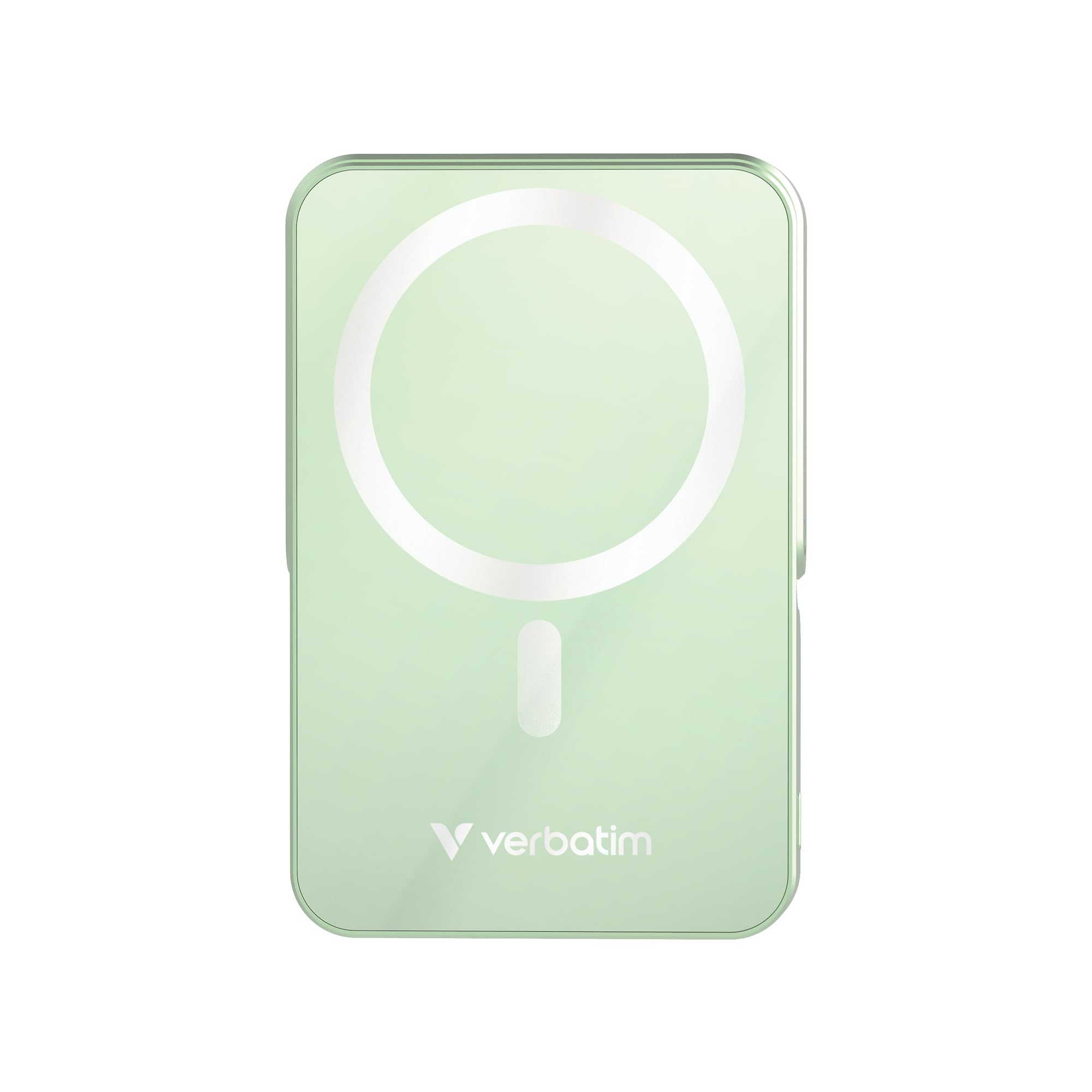 Verbatim Charge 'n' Go MagSafe Power Bank 10.000 mAh Verde 15 W Magnético - PD 22W Función de Carga rápida LED y Soporte Plegable para iPhone 16/15/14/13/12 Pro/Pro MAX – Incluye Cable USB-C