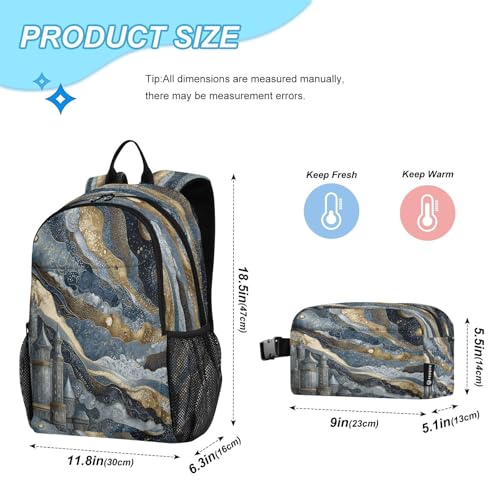ALAZA Castle Starry Sky Marble Kids Backpack Elementary Girls Boys Bookbag Rucksack Primary School Bag Backpack Set with Lunch Bag2