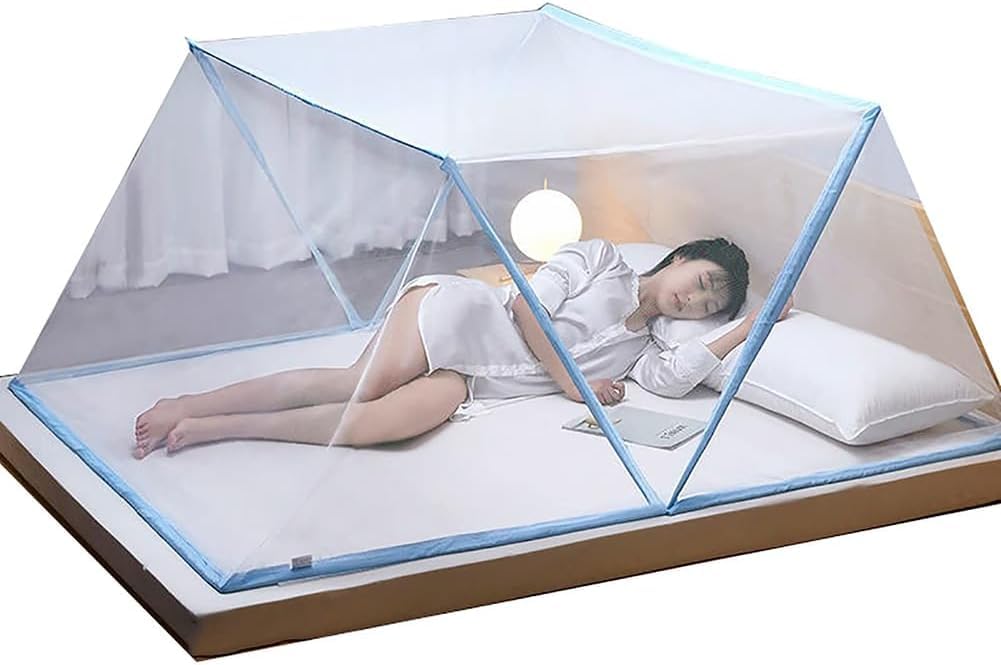 Generico Zanzariera Pieghevole per Letto Matrimoniale – Tenda Anti-Zanzare Pop-Up, Baldacchino Portatile, Facile da Installare, Rete Ultra Fine, Ideale per Camera da Letto, Campeggio, Viaggio