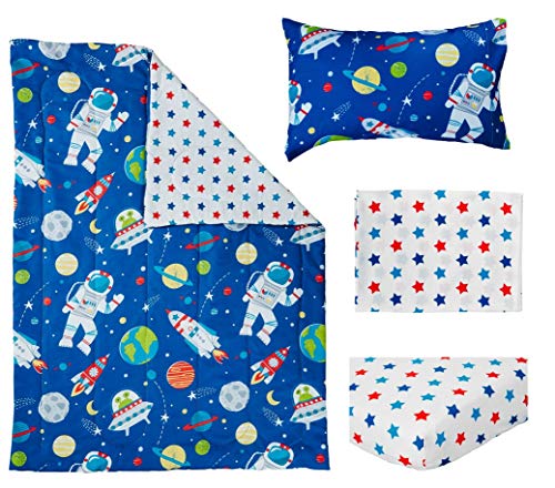 image for Bloomsbury Mill - 4 Piece Toddler Comforter Set - Outer Space, Rocket 